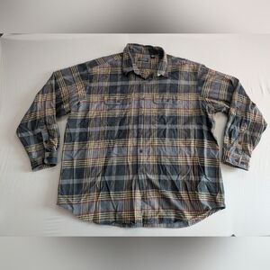 J. Peterman Flannel Shirt Men’s 2XL Brown Plaid Long Sleeve Cotton Workwear